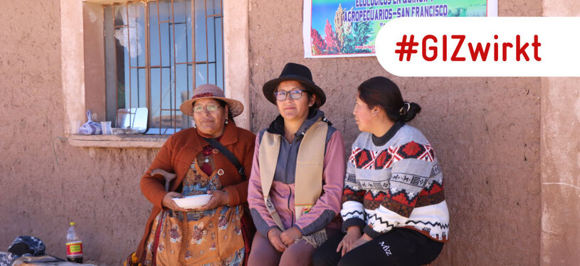 Drei Quinoa-Produzentinnen in Bolivien